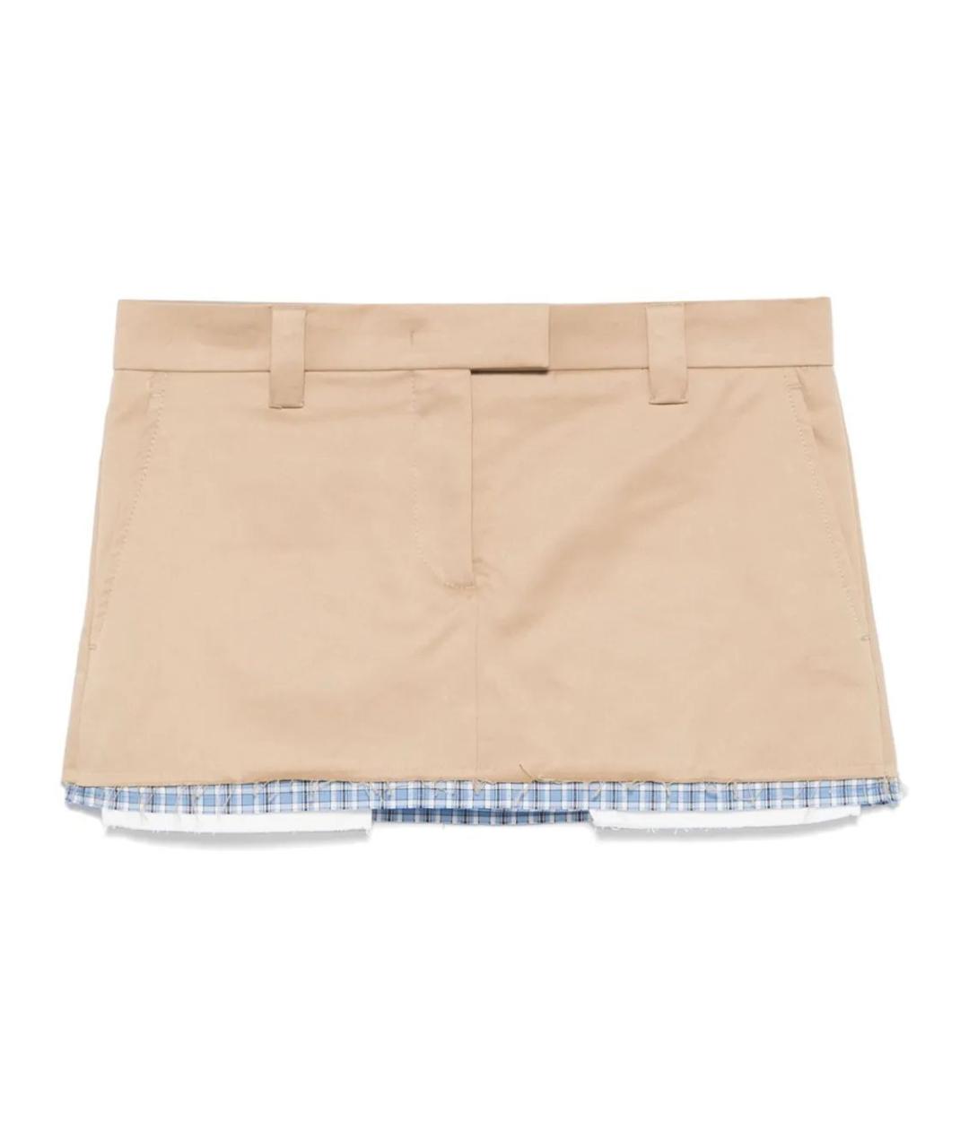 MIU MIU Бежевая юбка мини, фото 2