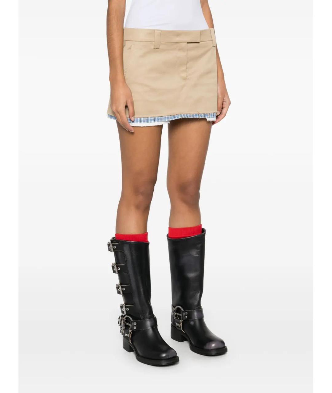 MIU MIU Бежевая юбка мини, фото 5