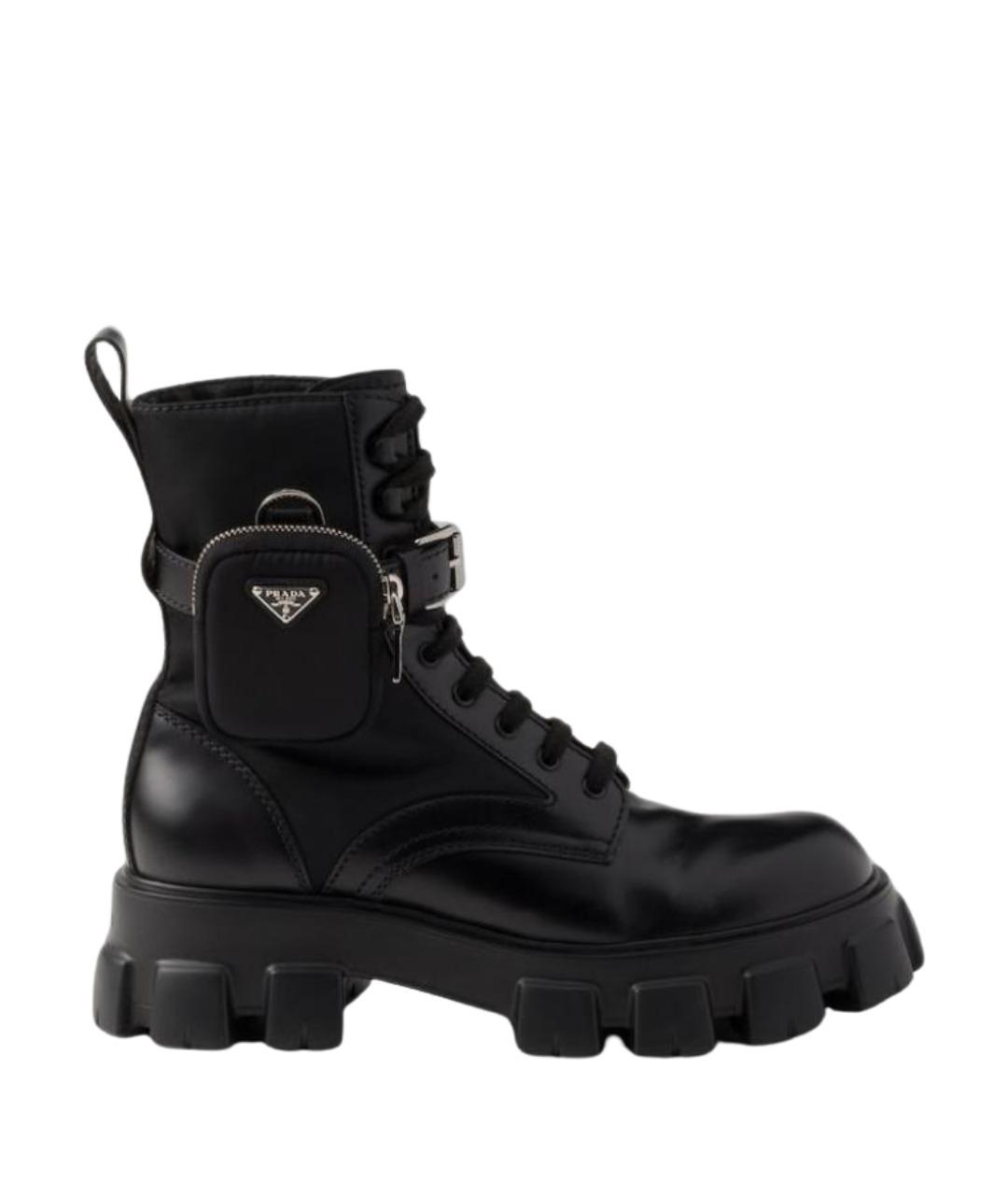 PRADA Черные кожаные низкие ботинки, фото 1