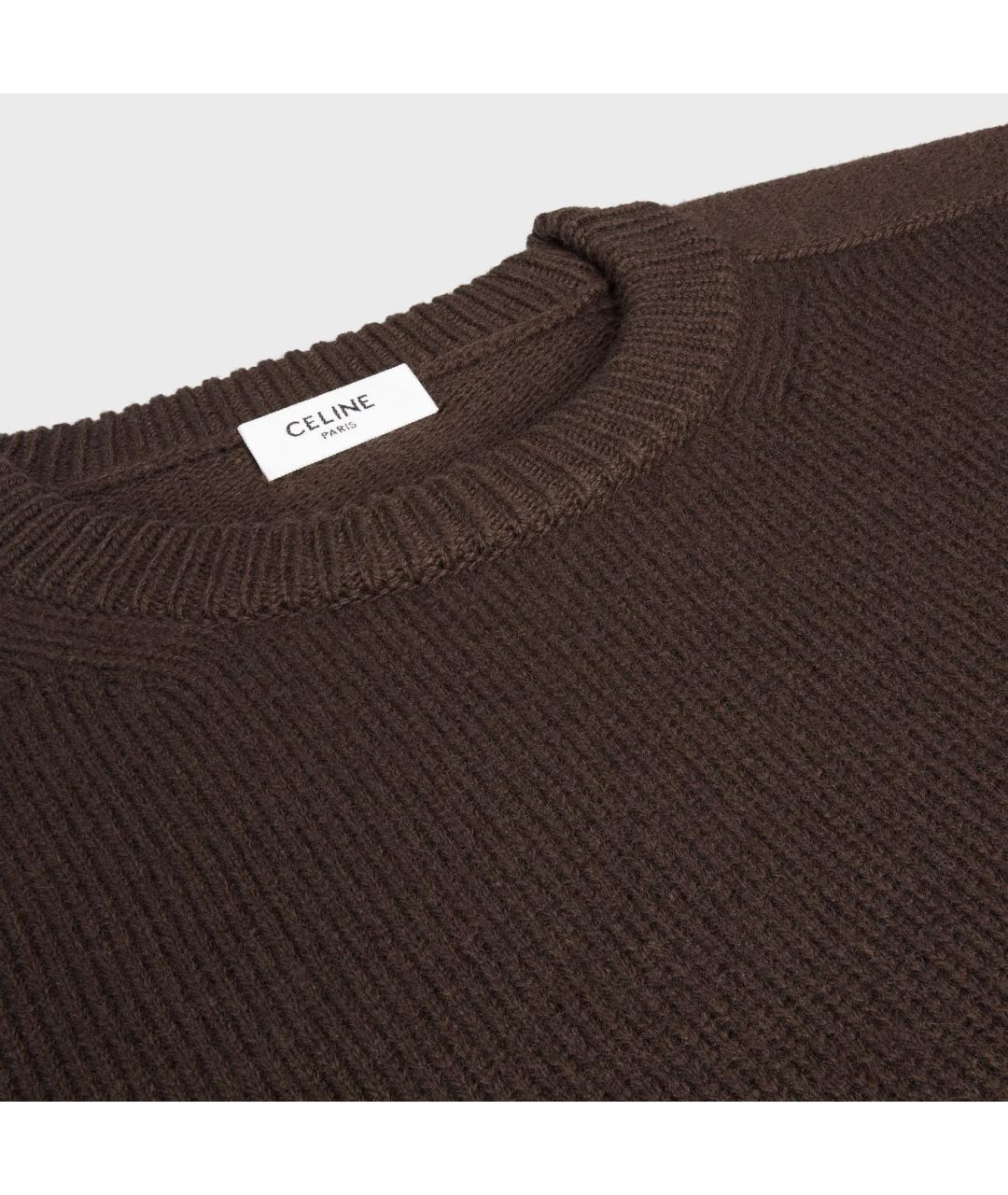 CELINE Коричневый шерстяной джемпер / свитер, фото 3