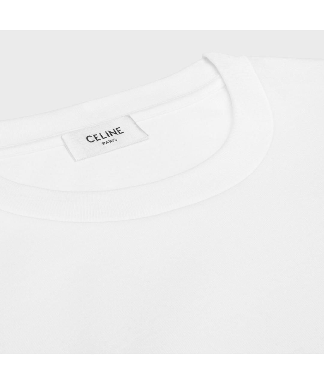 CELINE Белая хлопковая футболка, фото 3