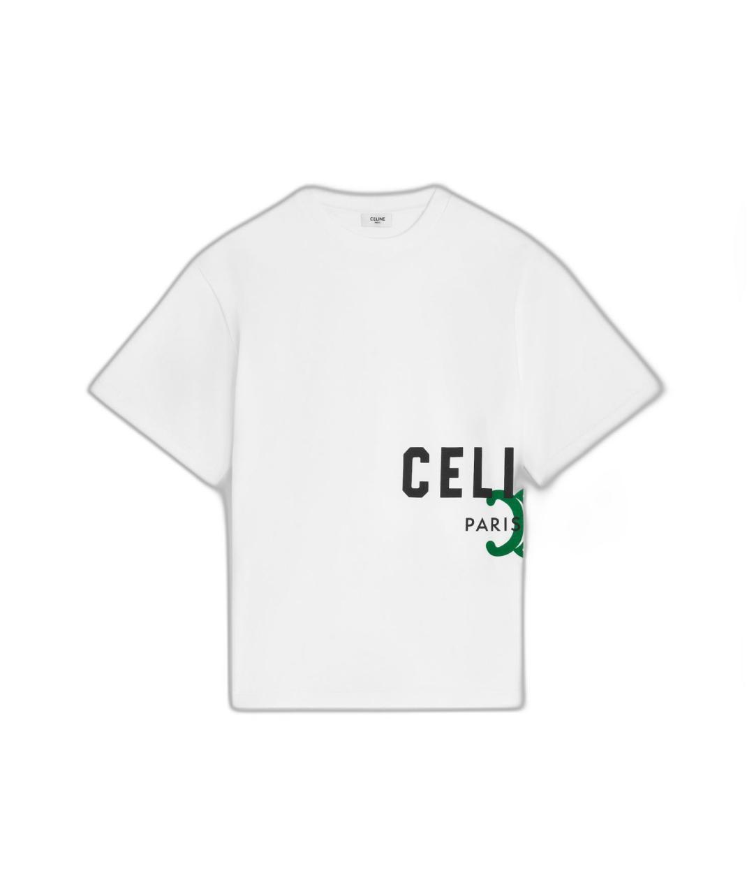 CELINE Белая хлопковая футболка, фото 1