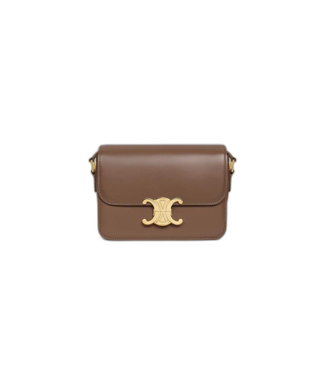 CELINE Коричневая кожаная сумка через плечо, фото 1