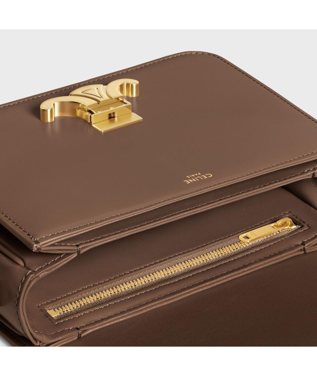CELINE Коричневая кожаная сумка через плечо, фото 4