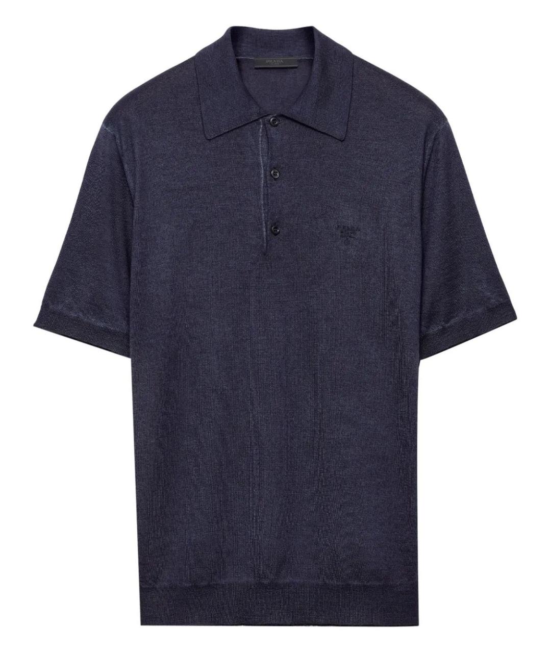PRADA Темно-синее поло с коротким рукавом, фото 1