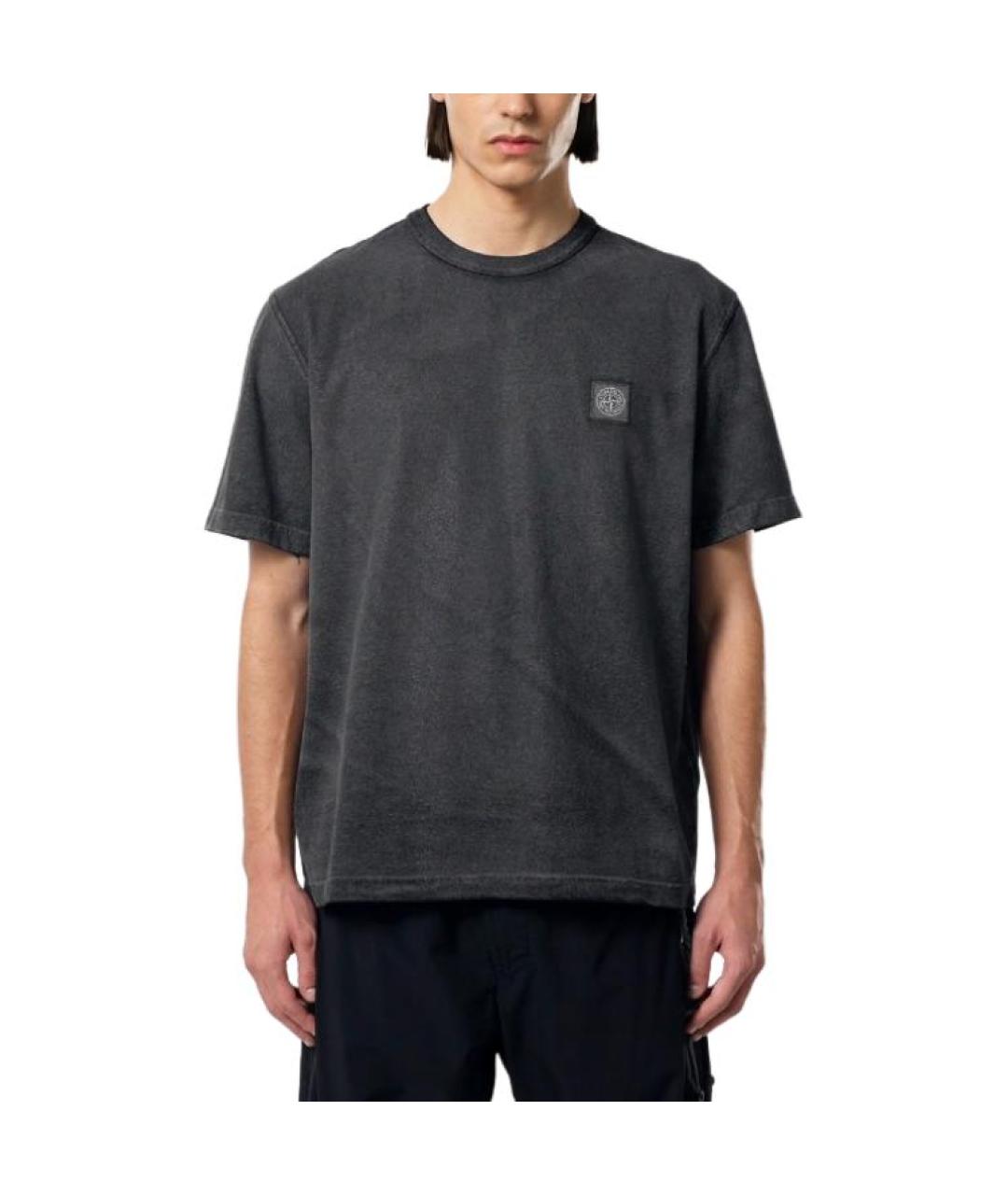 STONE ISLAND Антрацитовая хлопковая футболка, фото 5