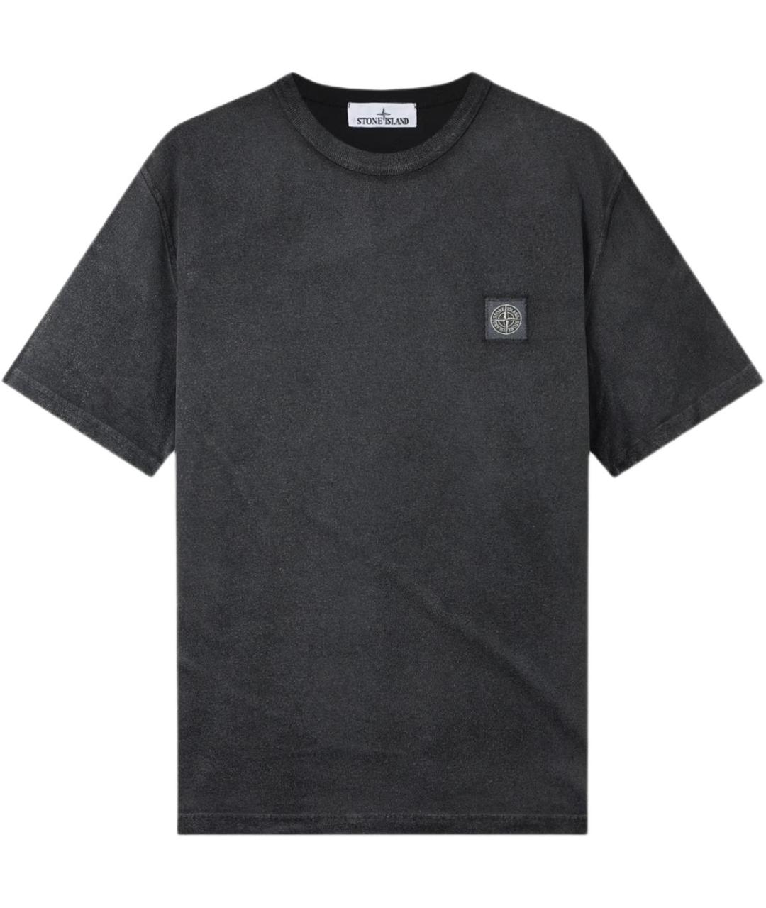 STONE ISLAND Антрацитовая хлопковая футболка, фото 1