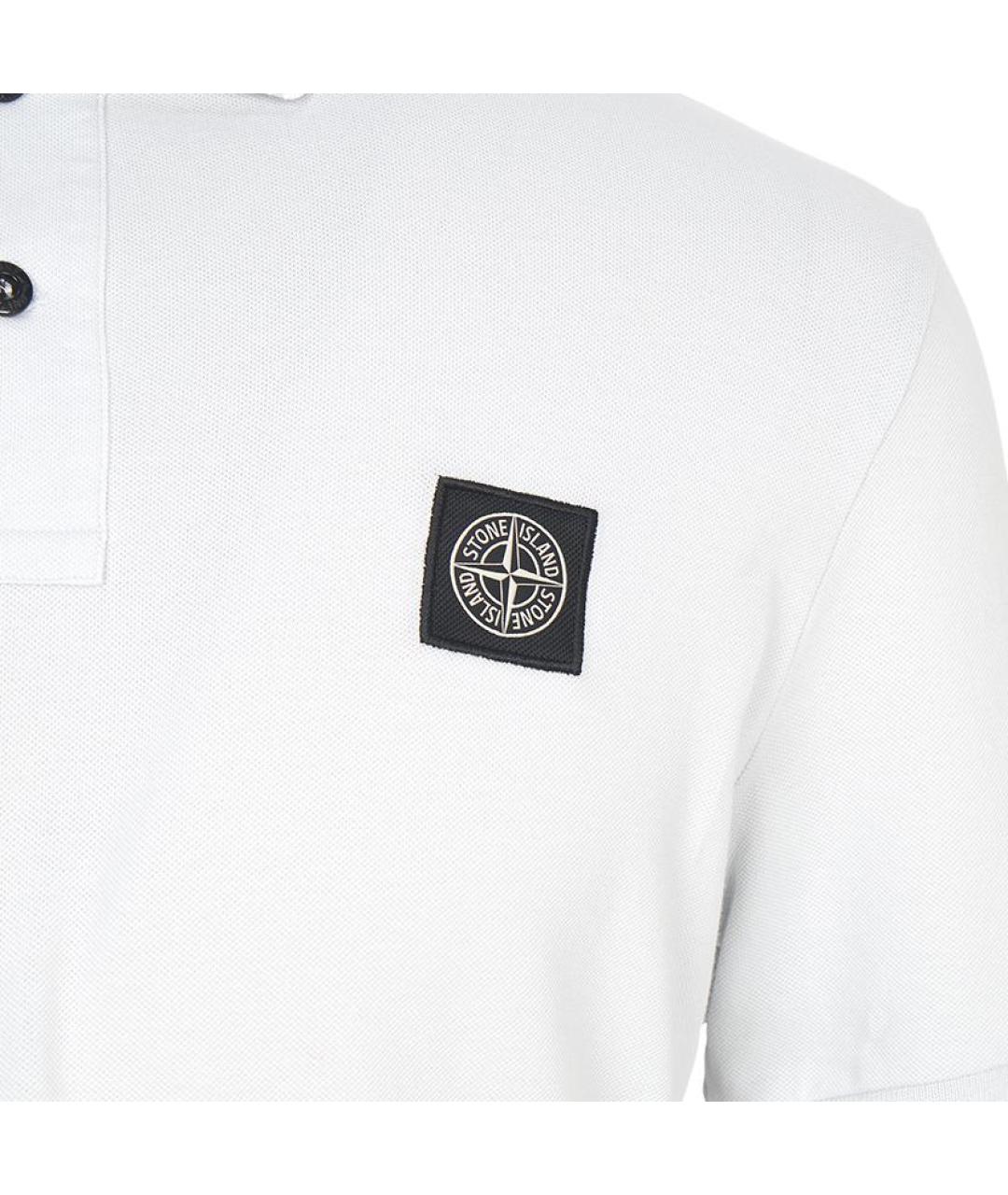 STONE ISLAND Белое хлопковое поло с коротким рукавом, фото 3
