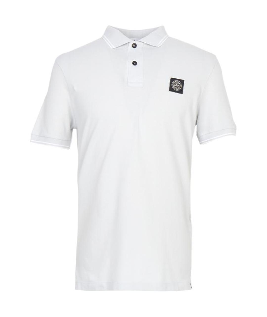 STONE ISLAND Белое хлопковое поло с коротким рукавом, фото 1