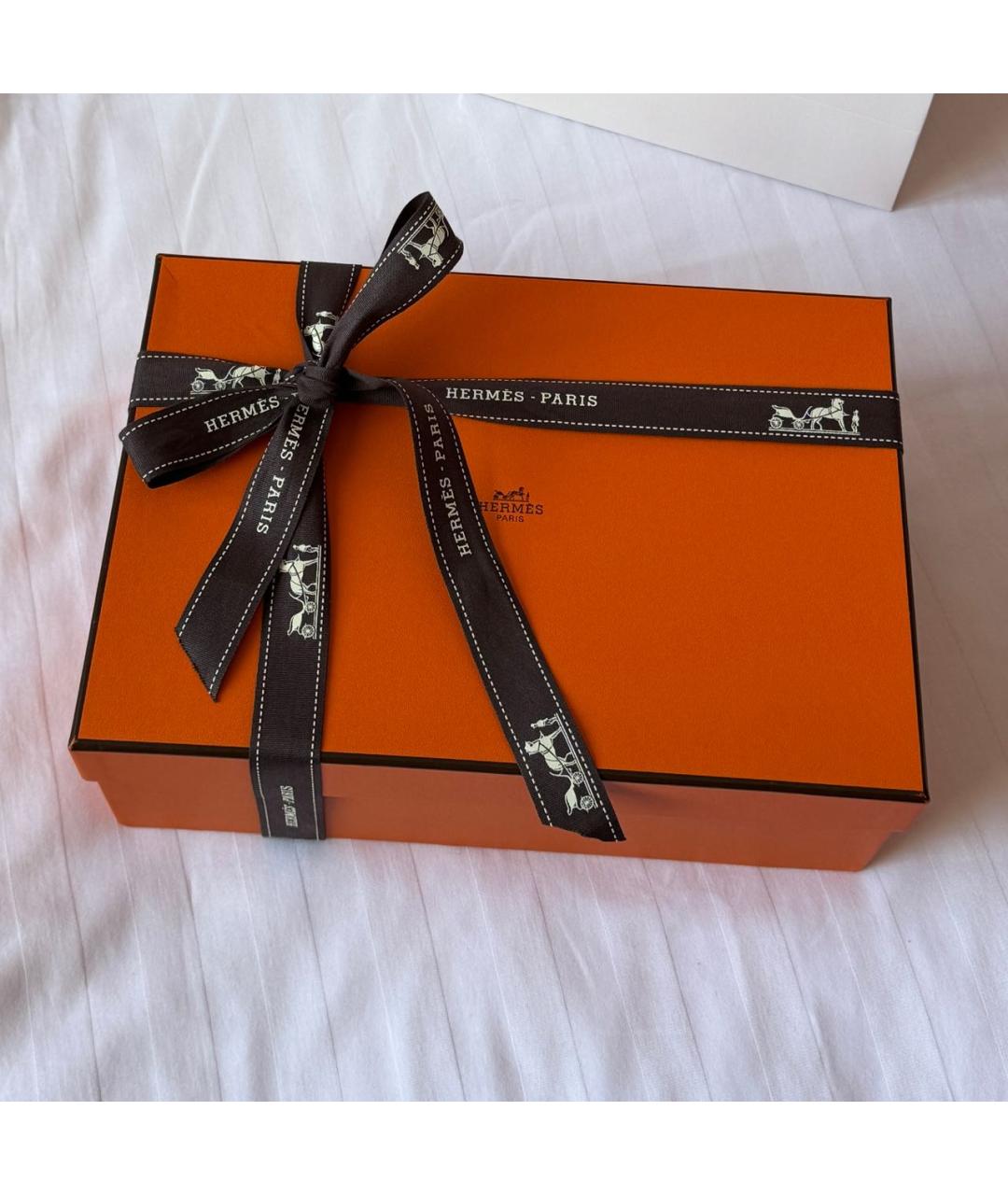 HERMES Черные кожаные шлепанцы, фото 6