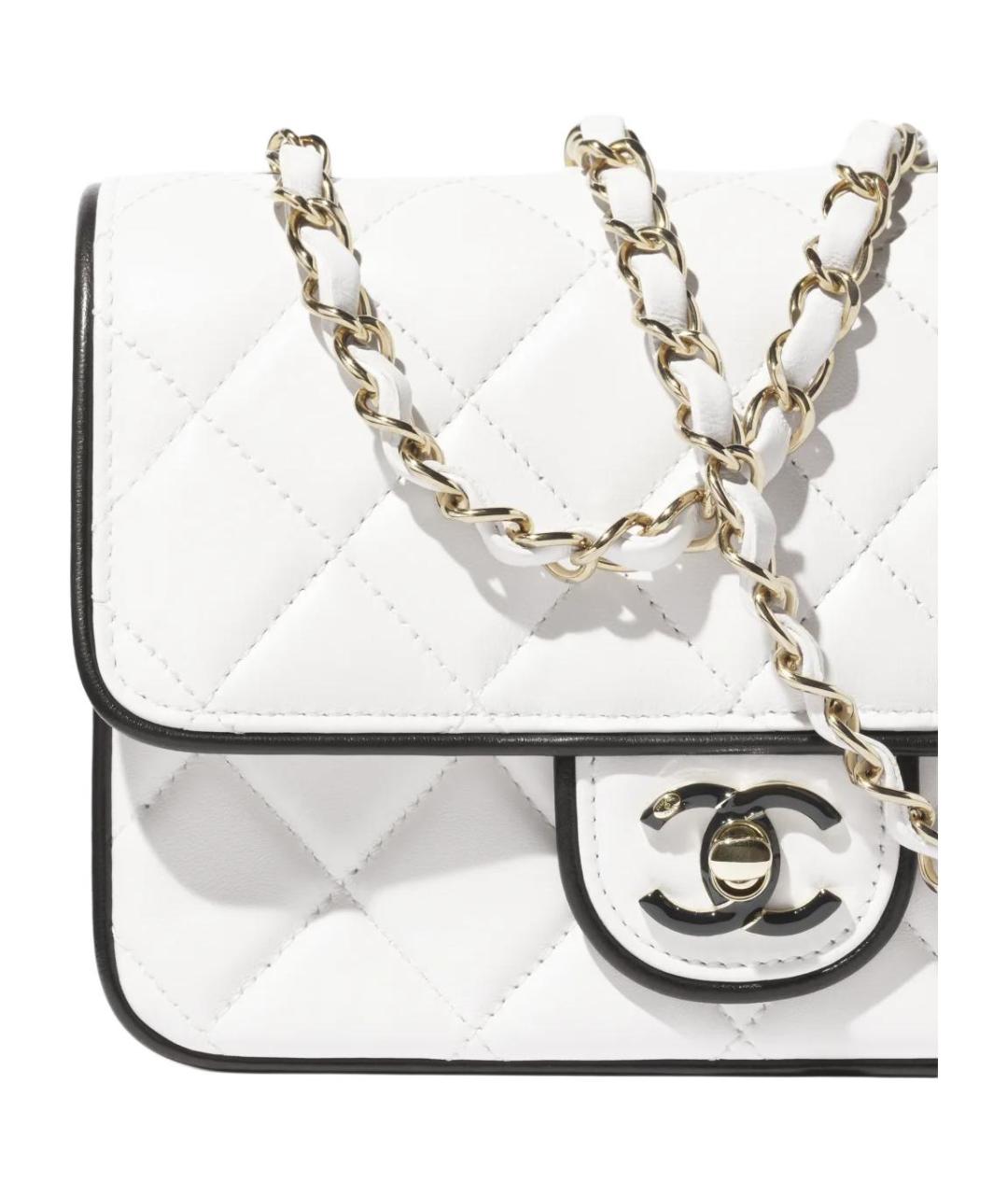CHANEL Белая кожаная сумка через плечо, фото 4