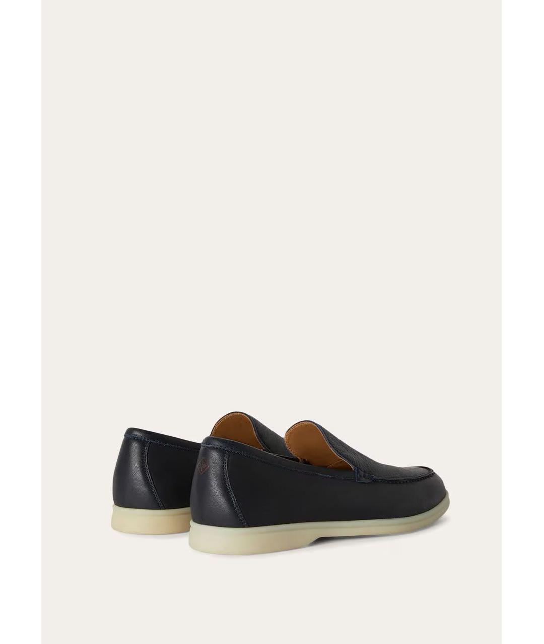 LORO PIANA Темно-синие кожаные лоферы, фото 4