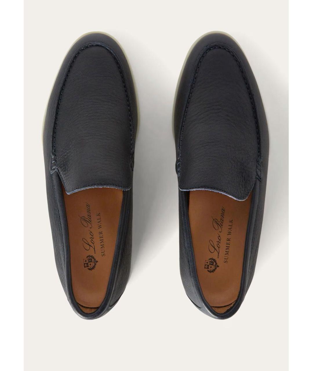 LORO PIANA Темно-синие кожаные лоферы, фото 6