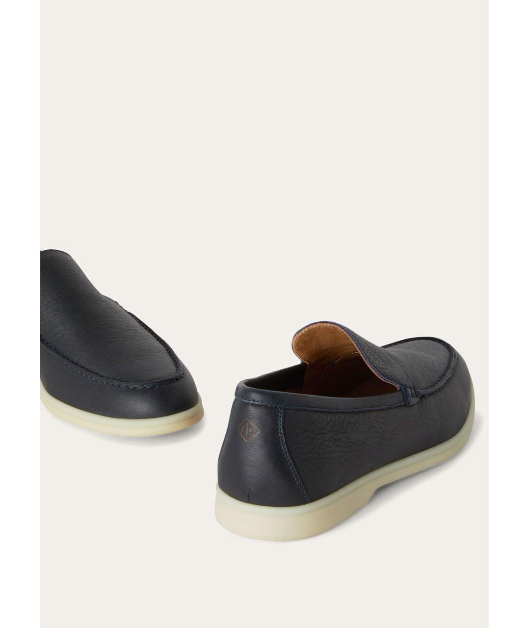 LORO PIANA Темно-синие кожаные лоферы, фото 7