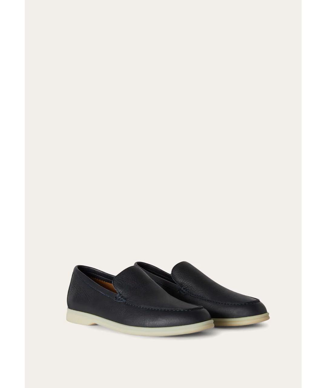 LORO PIANA Темно-синие кожаные лоферы, фото 2