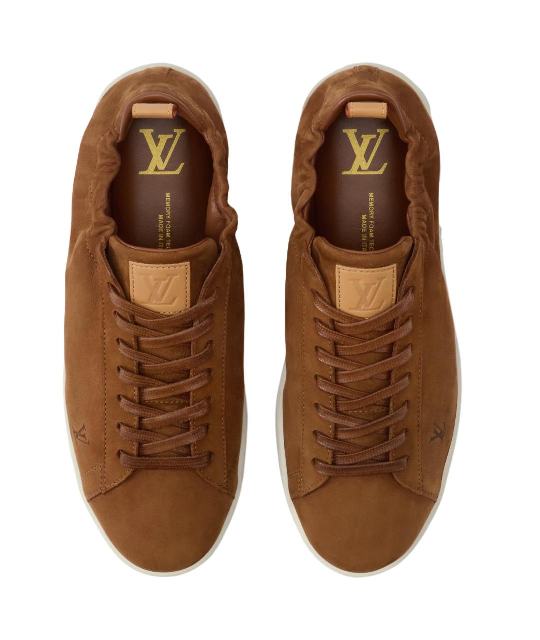 LOUIS VUITTON Коричневые замшевые низкие кроссовки / кеды, фото 5