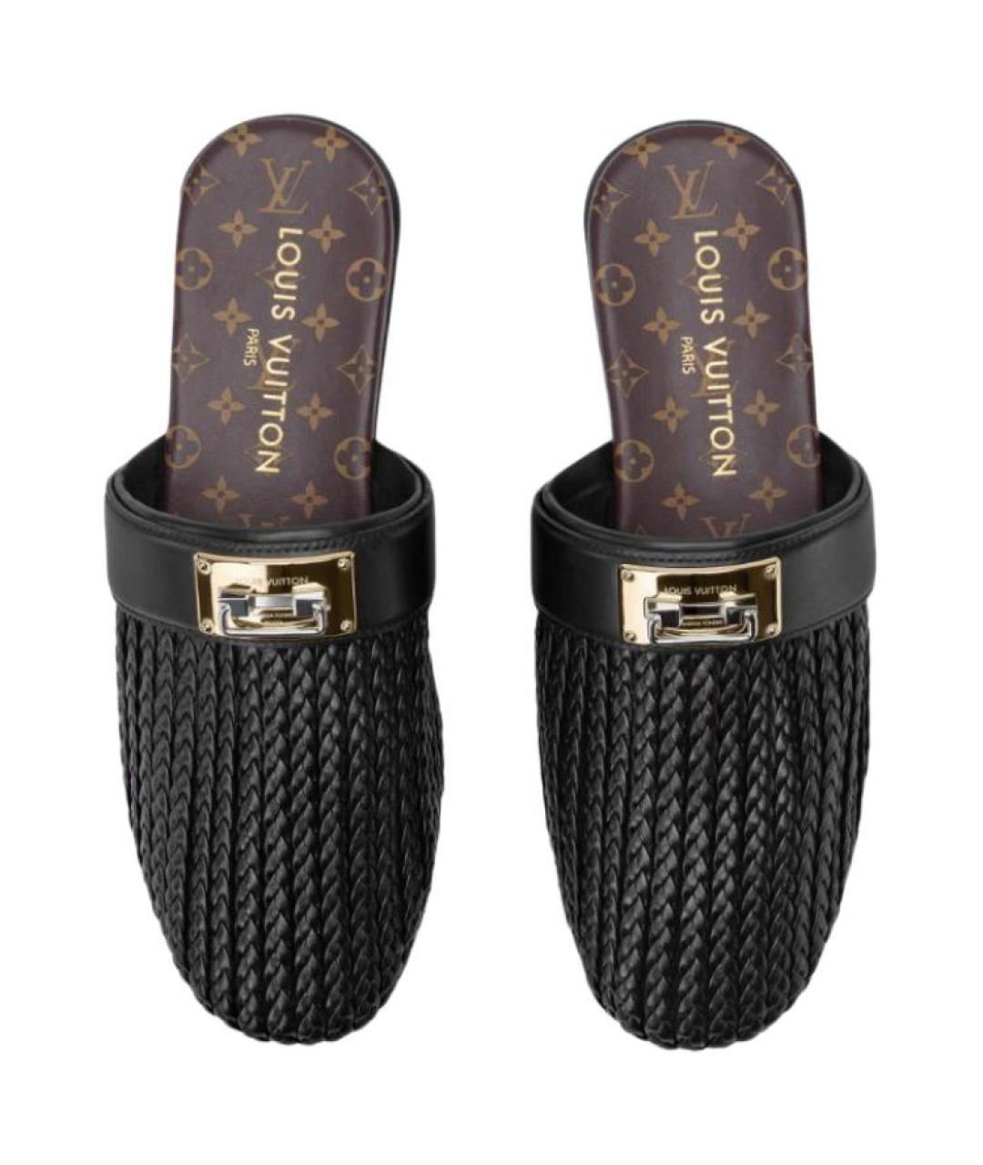 LOUIS VUITTON Черные кожаные мюли, фото 4