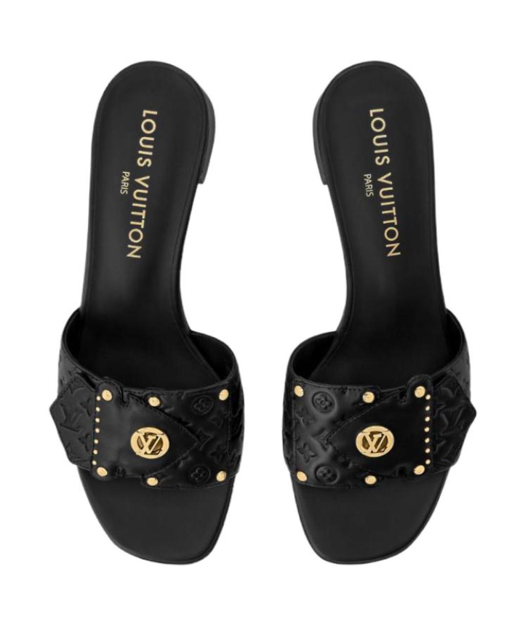 LOUIS VUITTON Черные кожаные мюли, фото 4