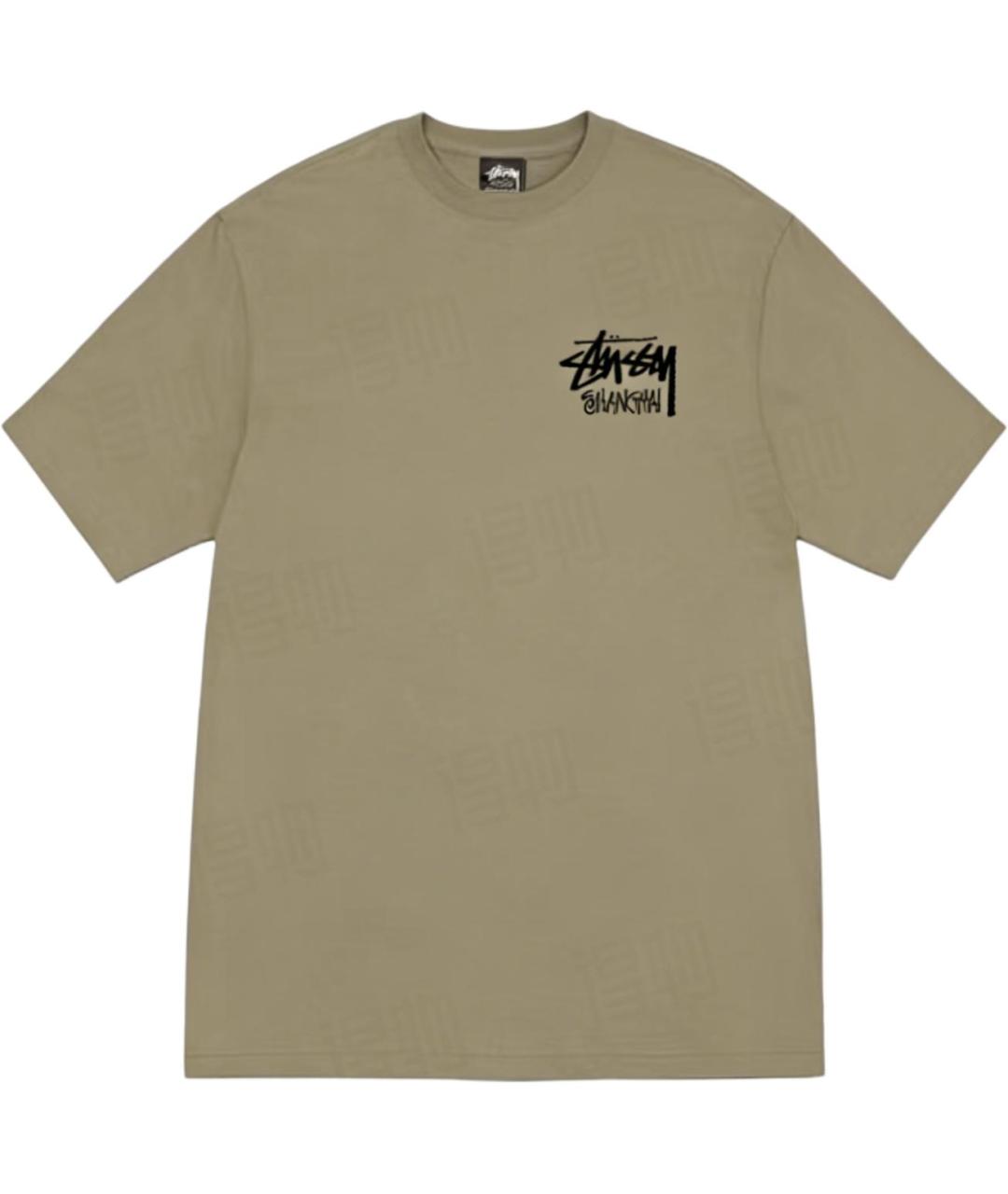 STUSSY Хаки хлопковая футболка, фото 1