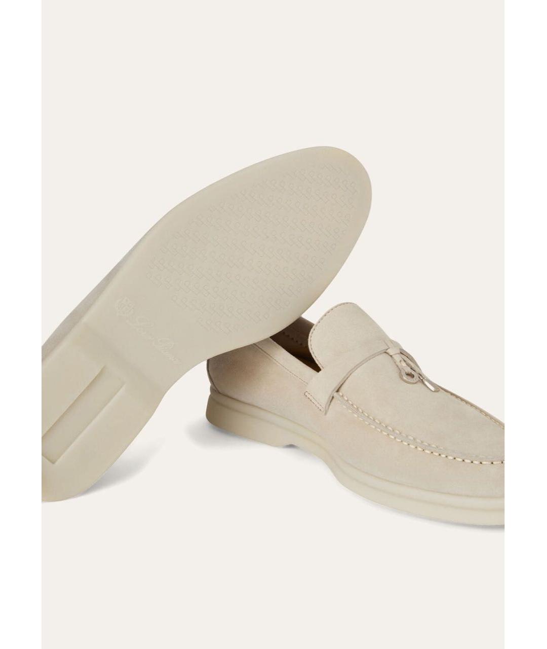 LORO PIANA Бежевые замшевые лоферы, фото 5
