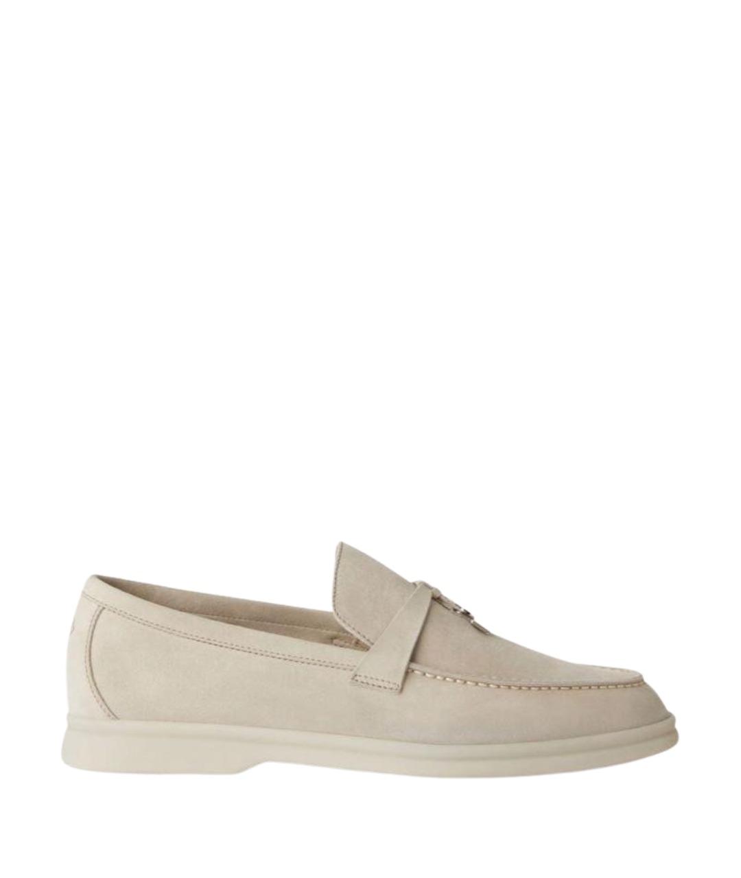 LORO PIANA Бежевые замшевые лоферы, фото 1