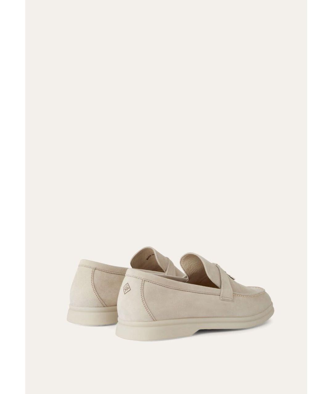 LORO PIANA Бежевые замшевые лоферы, фото 3