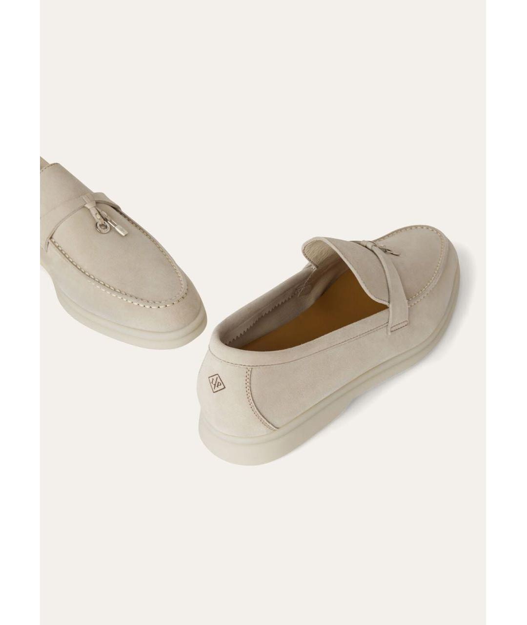 LORO PIANA Бежевые замшевые лоферы, фото 6