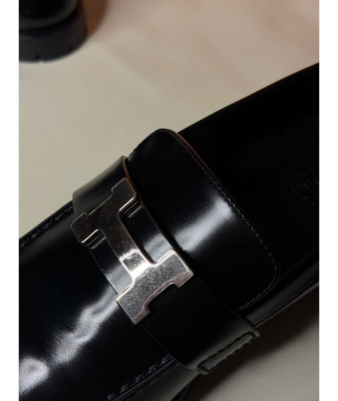 HERMES Черные кожаные лоферы, фото 7