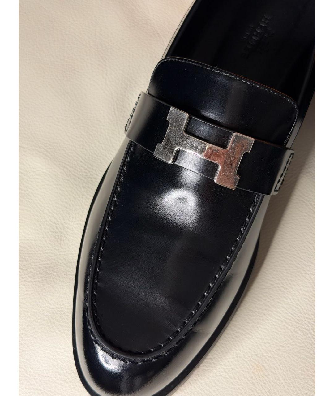 HERMES Черные кожаные лоферы, фото 6