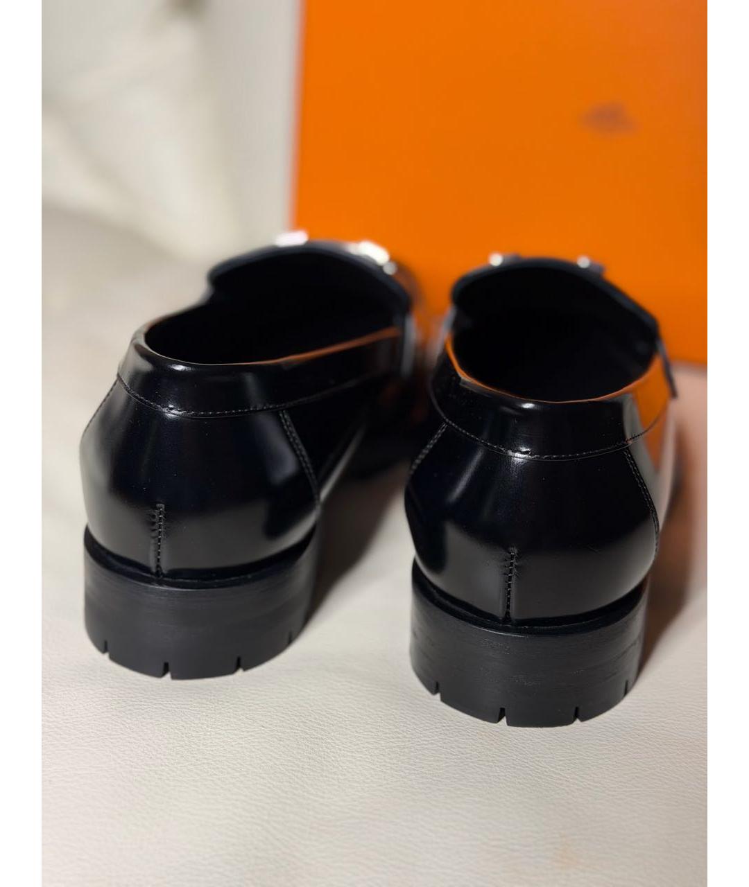 HERMES Черные кожаные лоферы, фото 4