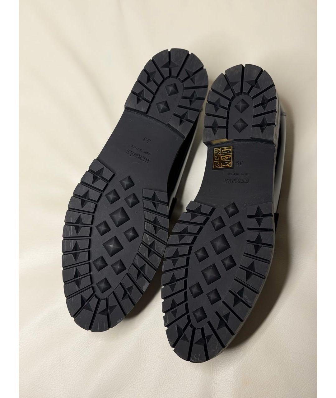 HERMES Черные кожаные лоферы, фото 5