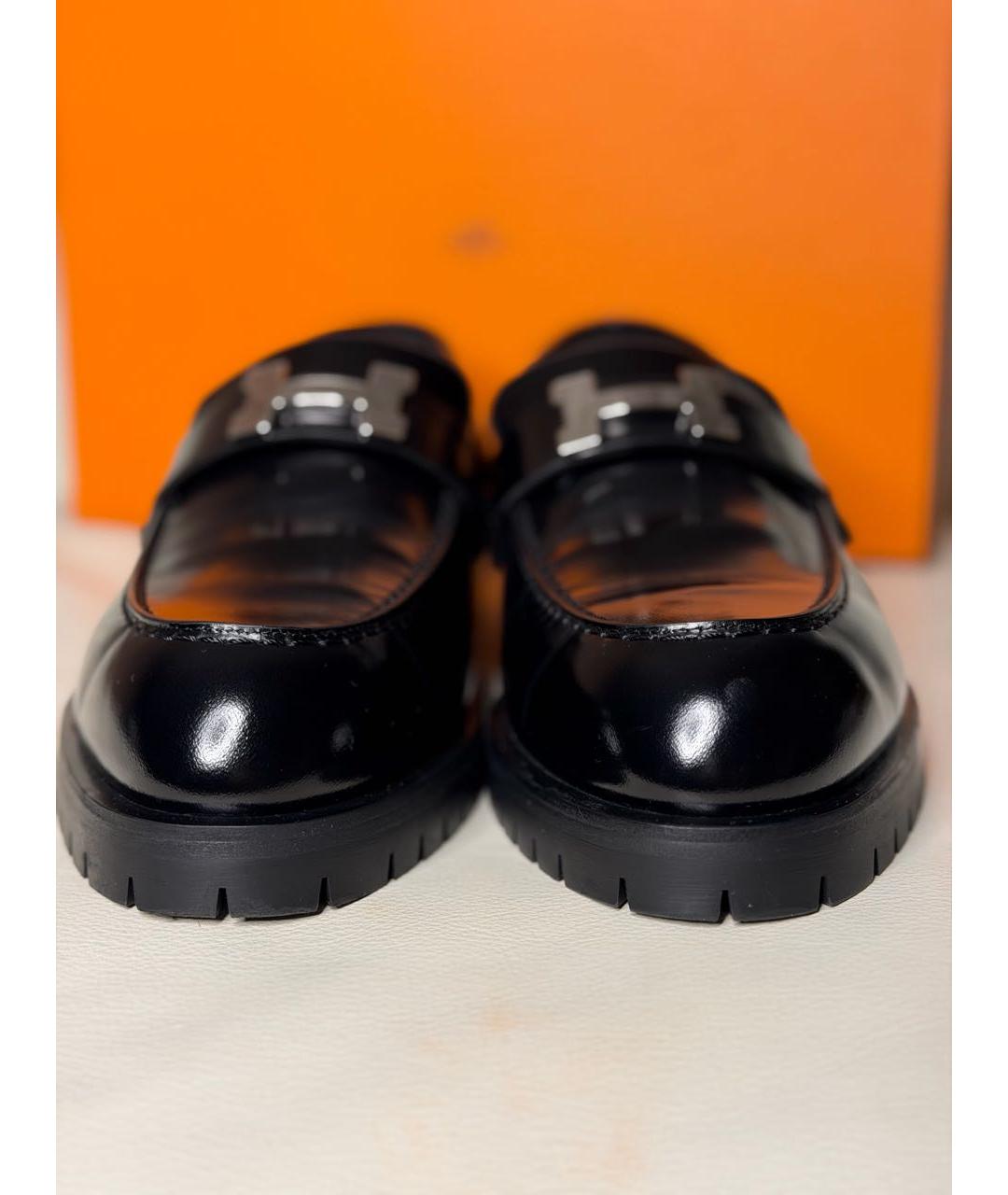 HERMES Черные кожаные лоферы, фото 2