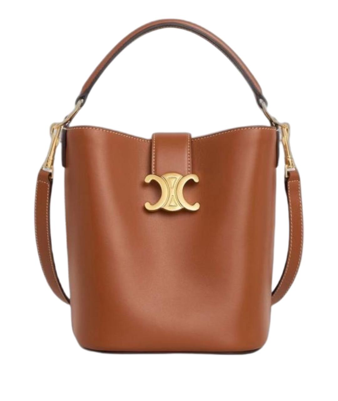 CELINE Коричневая кожаная сумка через плечо, фото 1