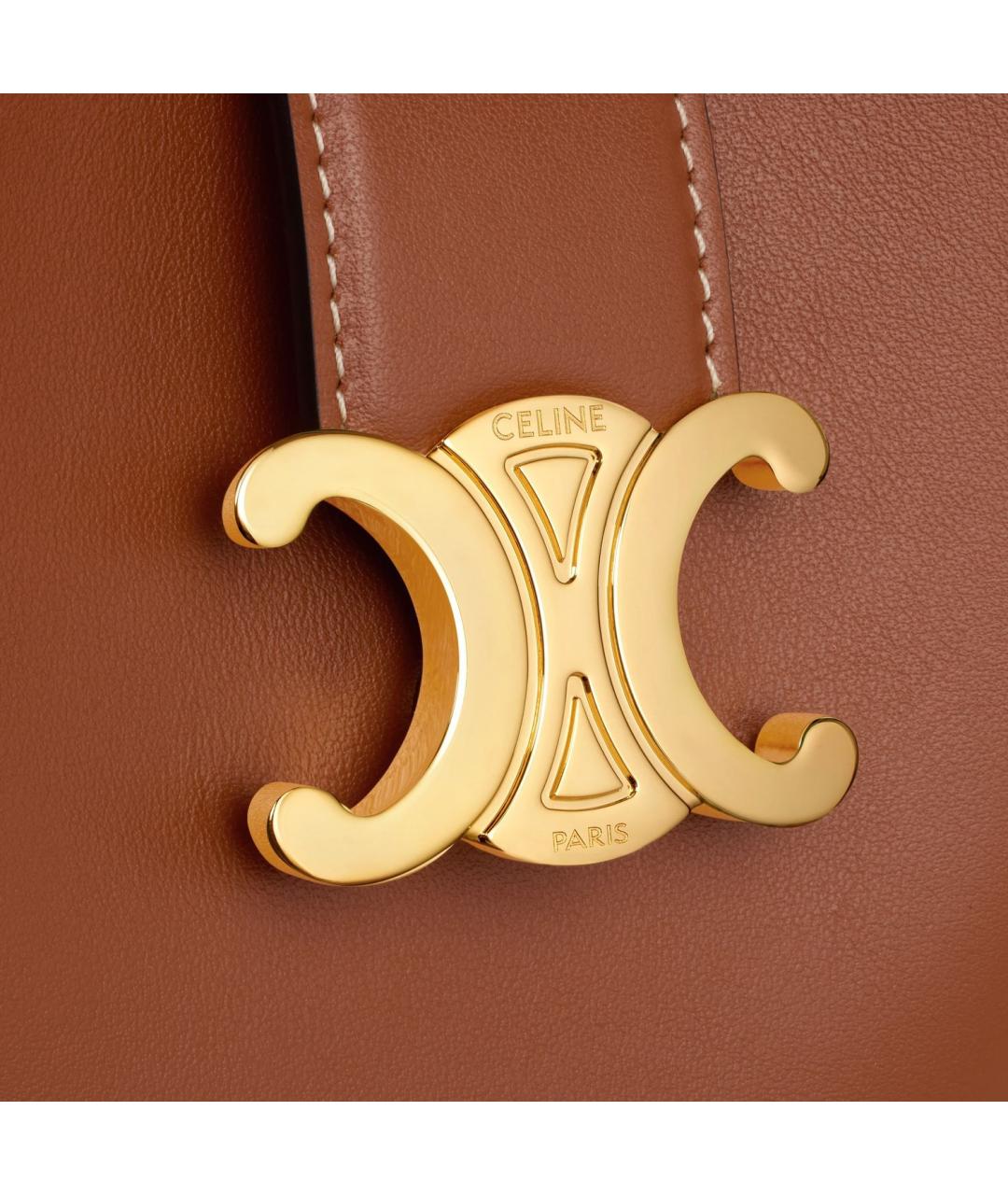 CELINE Коричневая кожаная сумка через плечо, фото 5