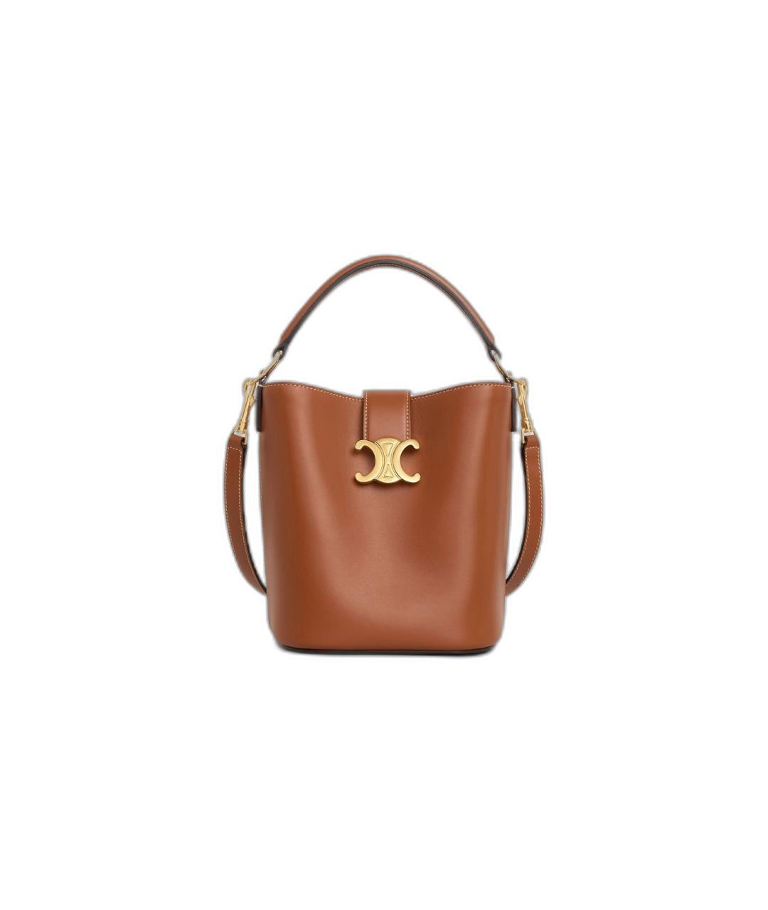 CELINE Коричневая кожаная сумка через плечо, фото 6