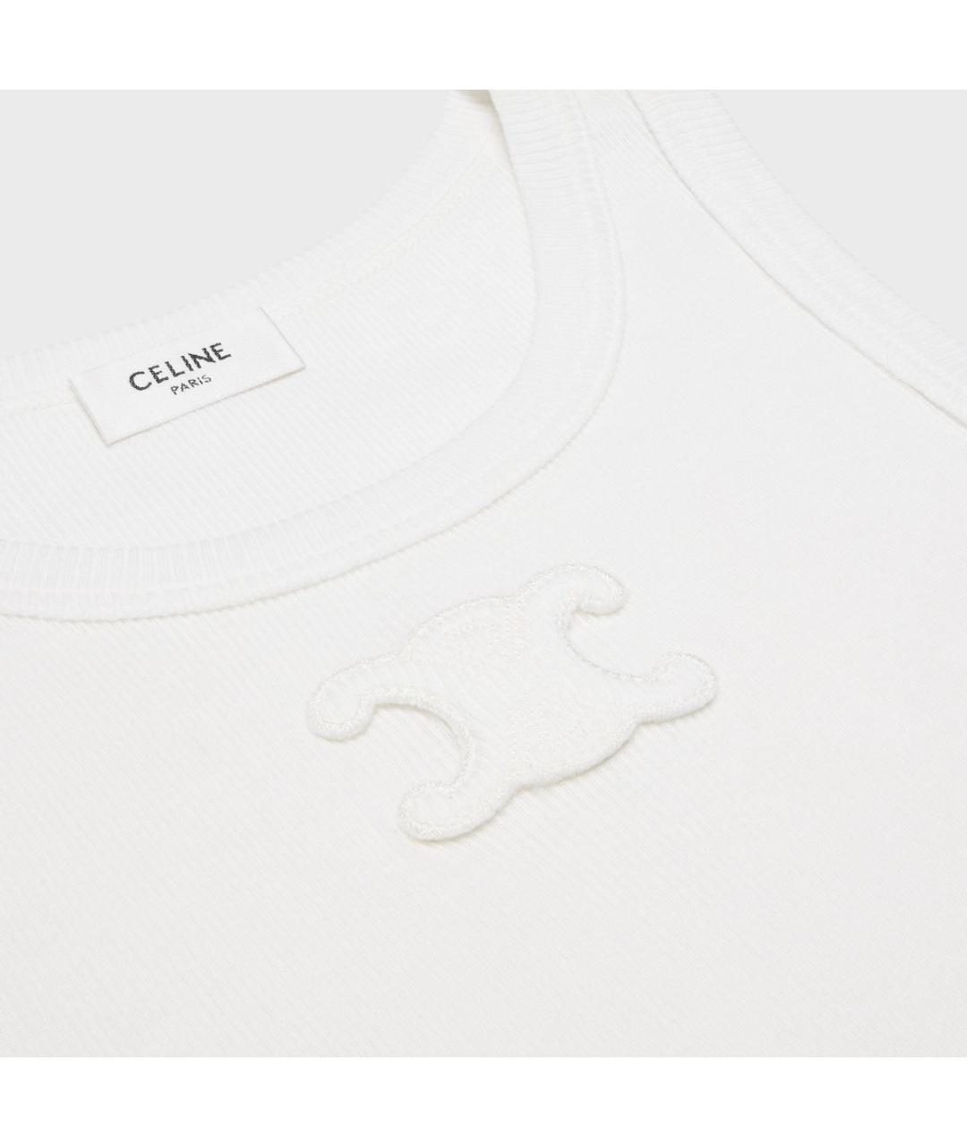 CELINE Белая хлопковая майка, фото 3