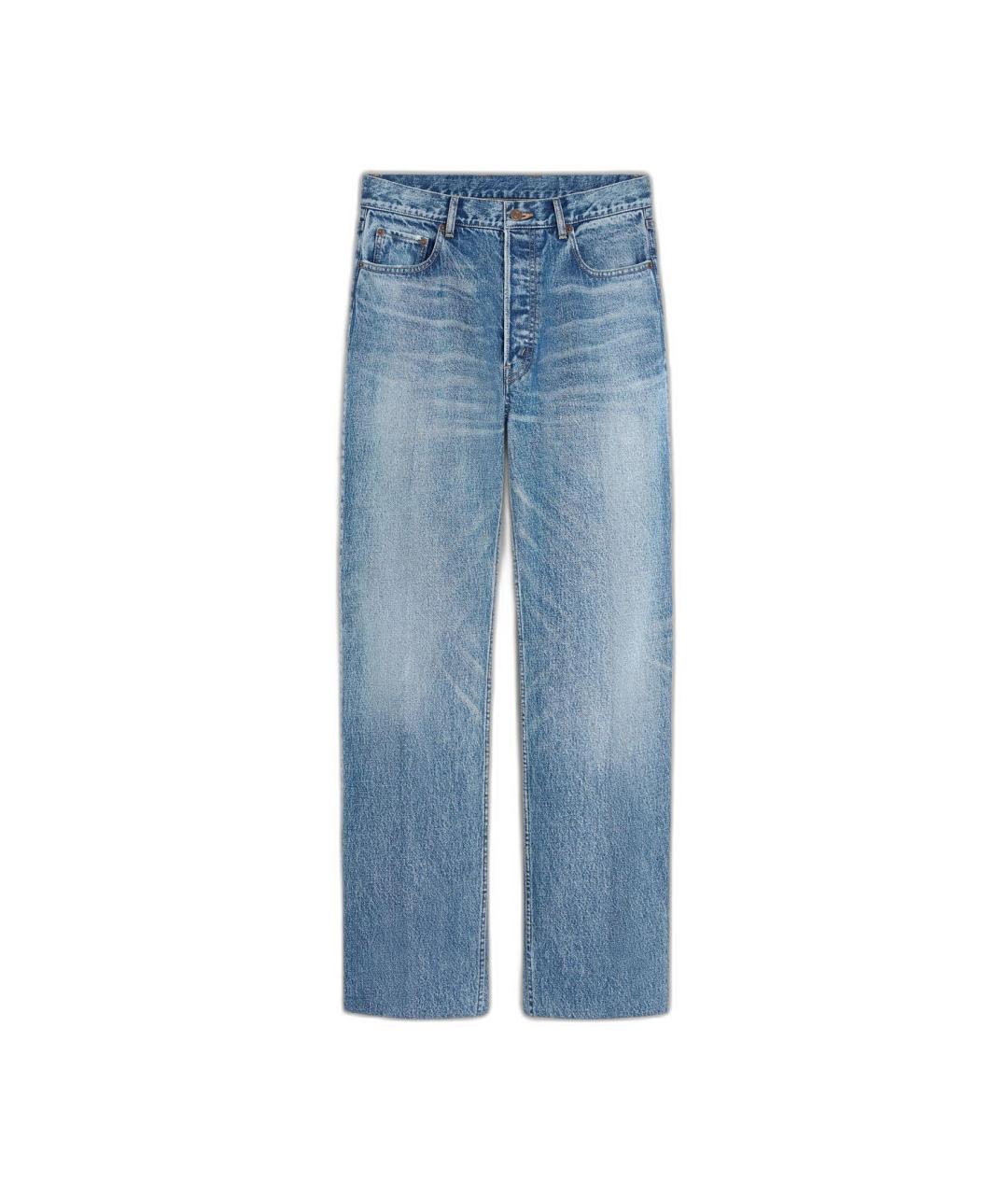 CELINE Голубые хлопковые прямые джинсы, фото 5