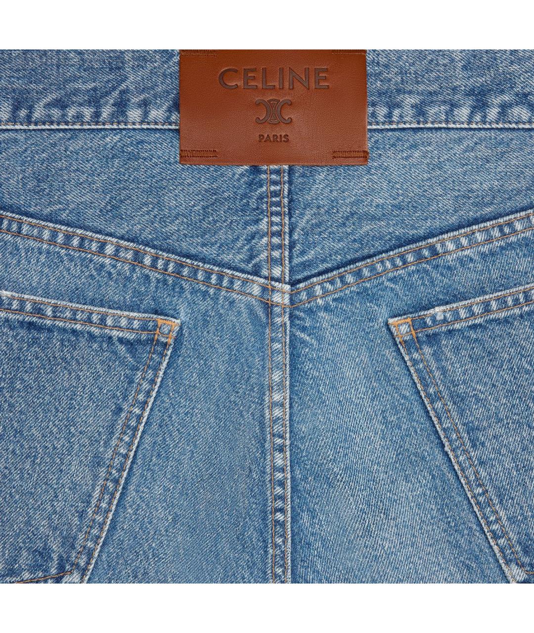 CELINE Голубые хлопковые прямые джинсы, фото 3