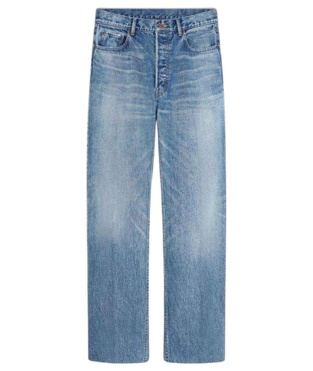 CELINE Голубые хлопковые прямые джинсы, фото 1