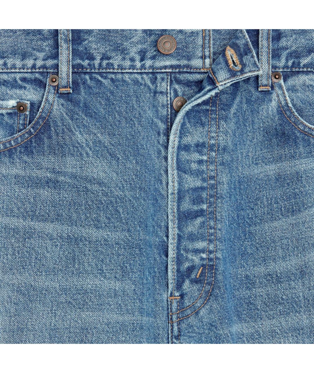 CELINE Голубые хлопковые прямые джинсы, фото 4