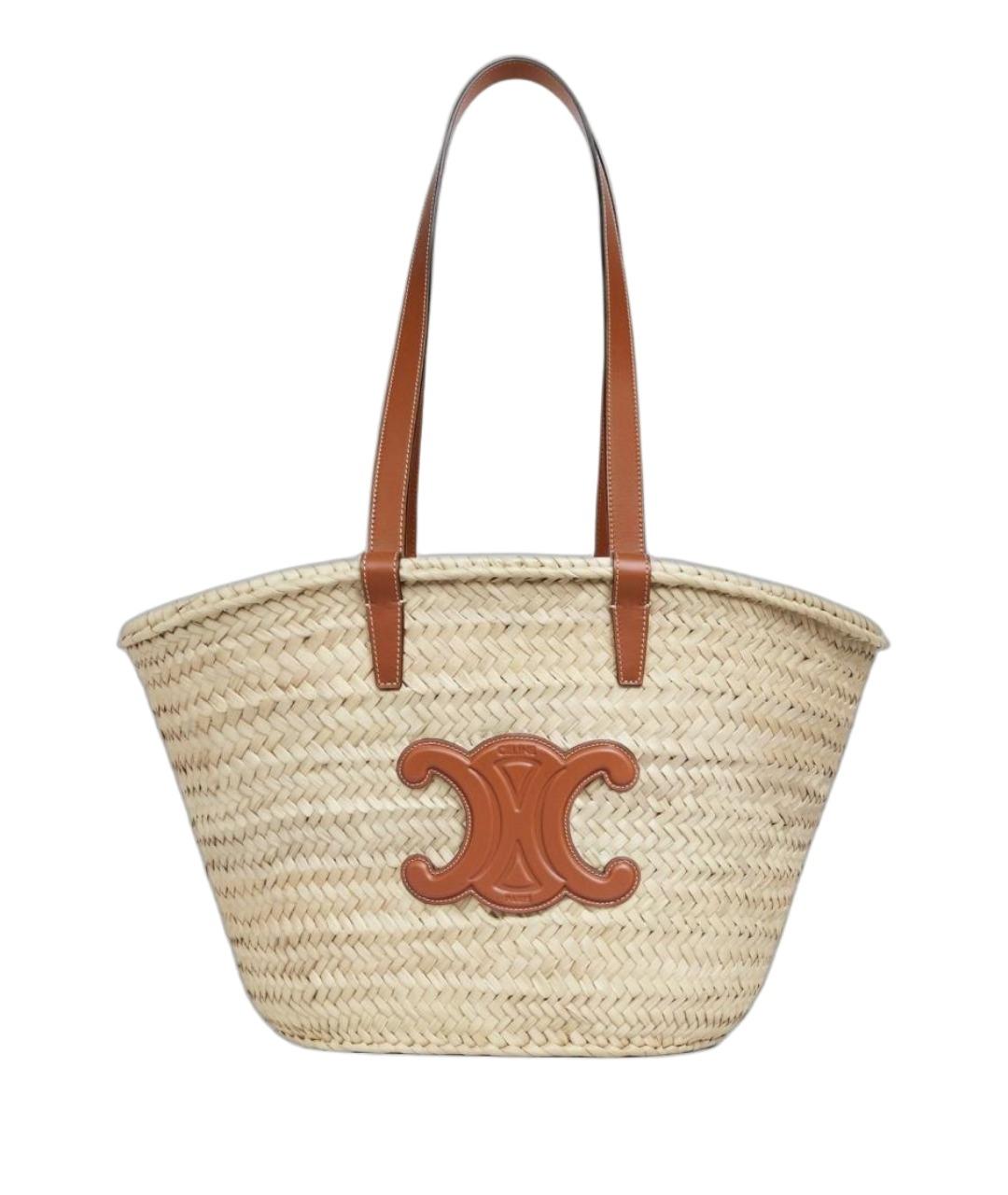 CELINE Бежевая пелетеная сумка тоут, фото 1