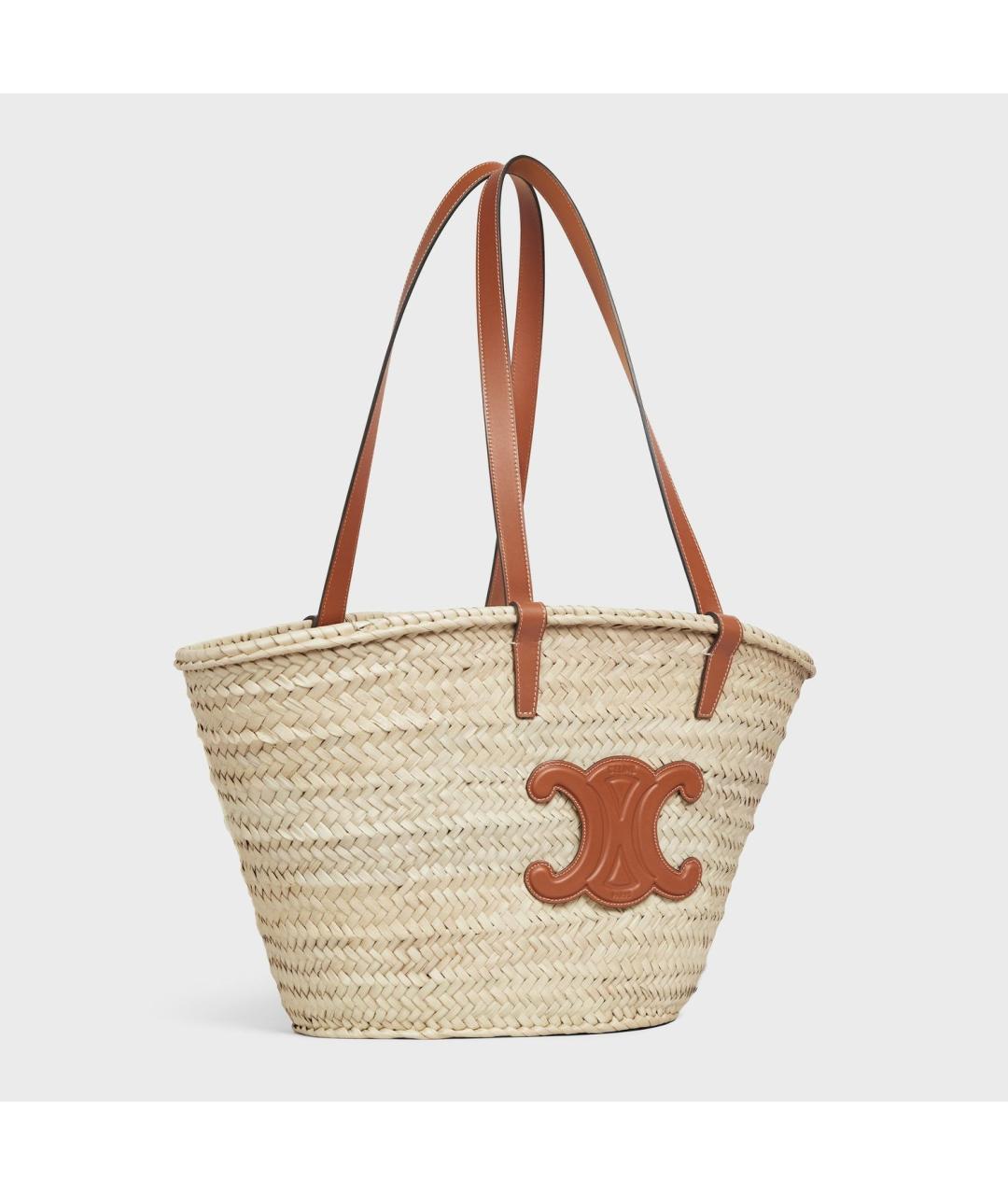 CELINE Бежевая пелетеная сумка тоут, фото 3