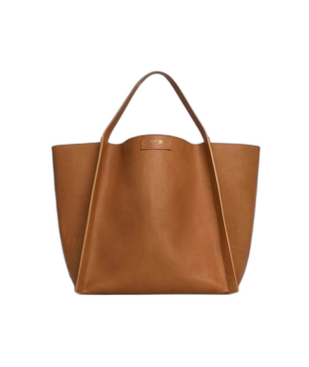 CELINE Коричневая кожаная сумка тоут, фото 2