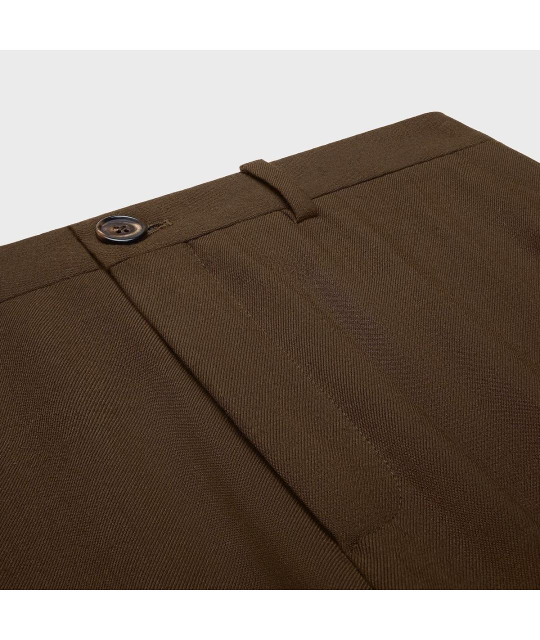 CELINE Коричневые шерстяные прямые брюки, фото 3