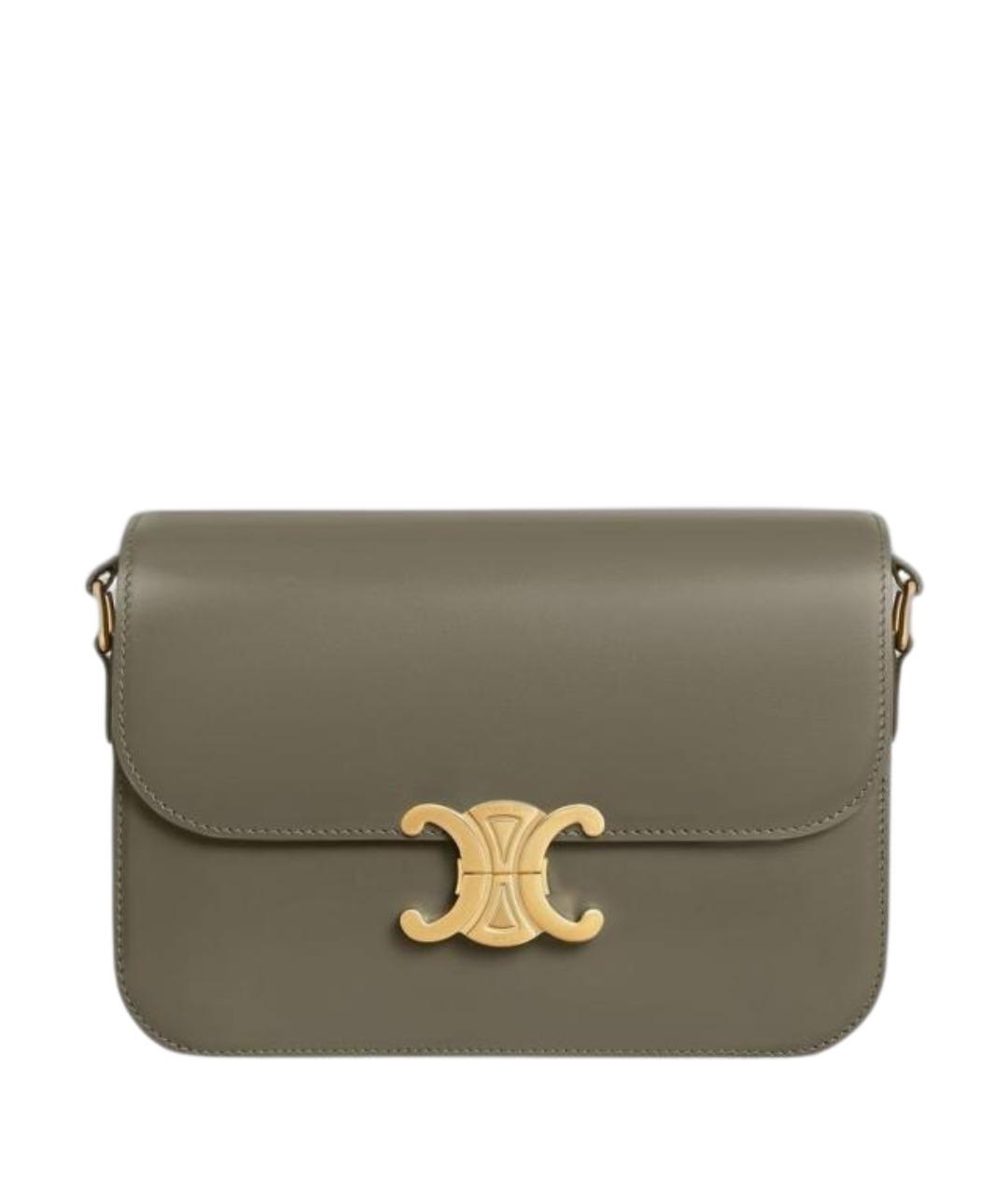 CELINE Хаки кожаная сумка через плечо, фото 1