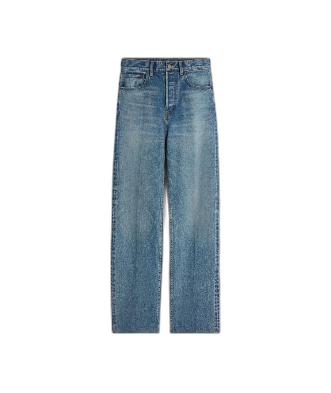 CELINE Синие хлопковые прямые джинсы, фото 1