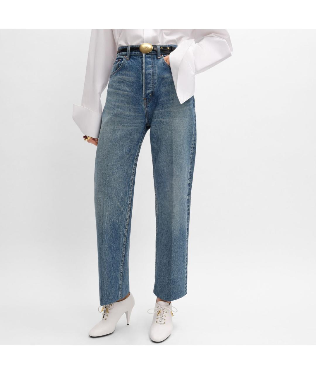 CELINE Синие хлопковые прямые джинсы, фото 2