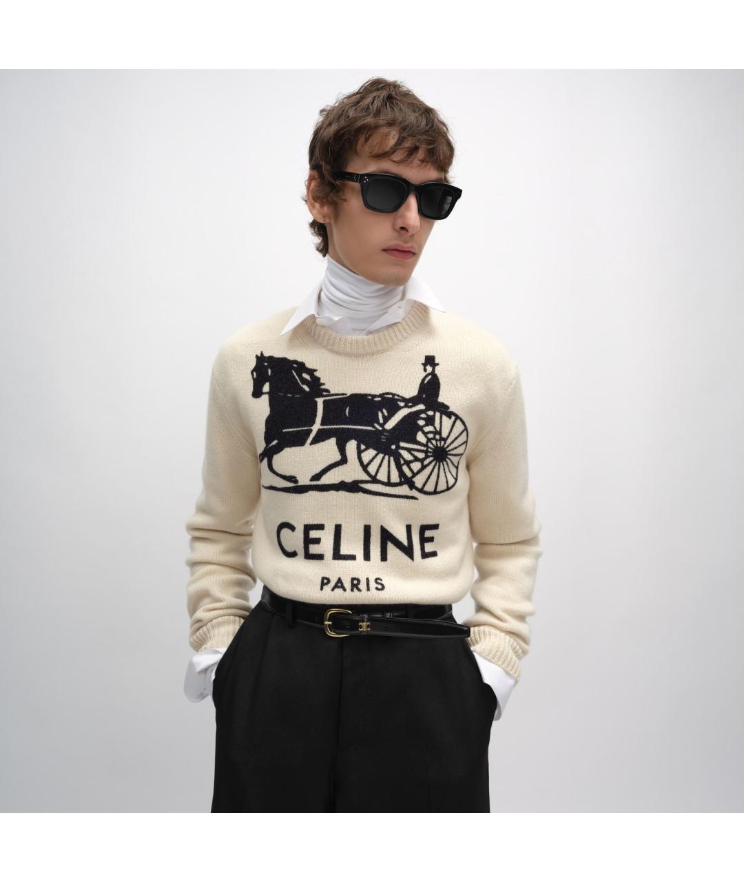 CELINE Бежевый кашемировый джемпер / свитер, фото 2