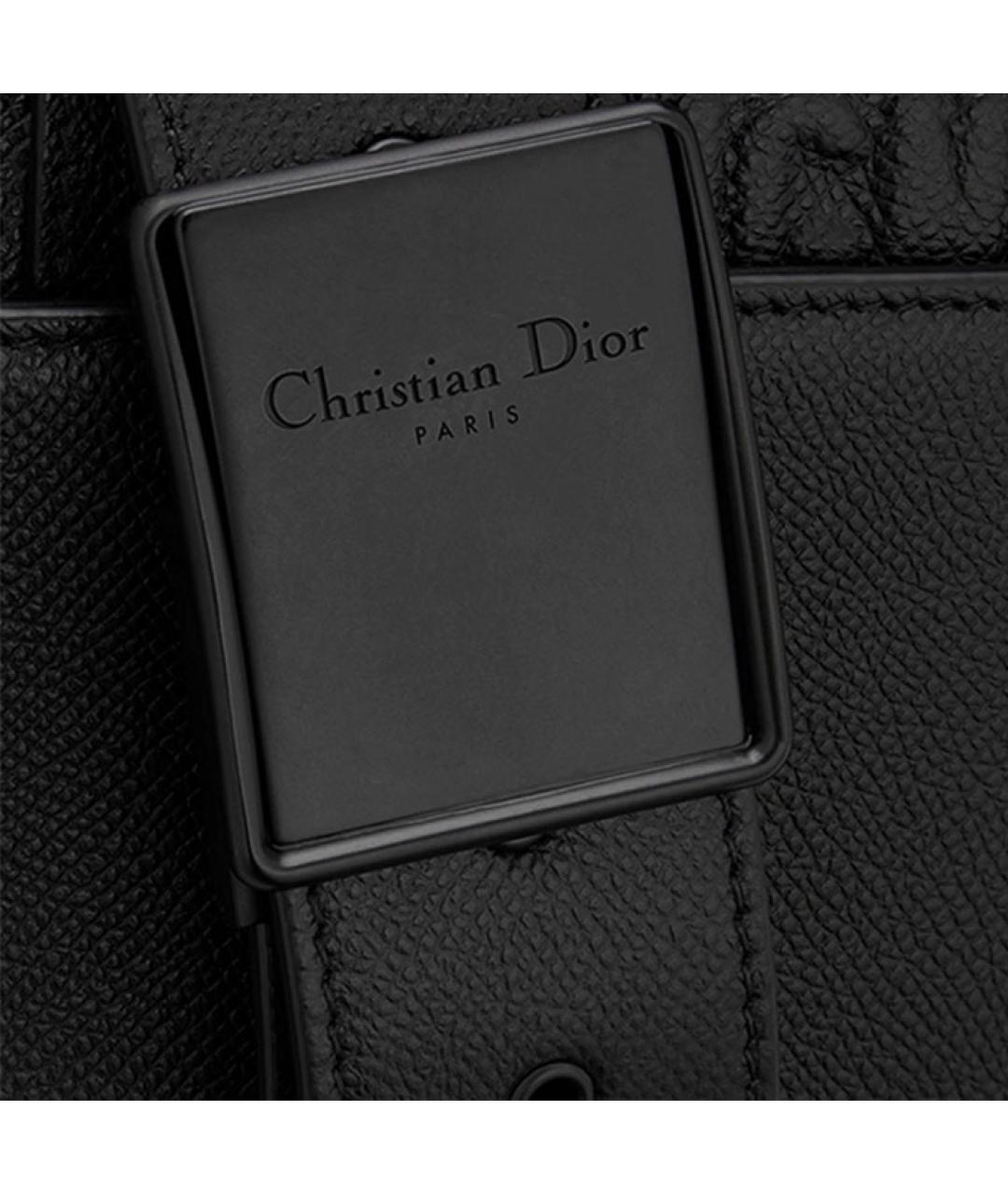 CHRISTIAN DIOR Черная кожаная сумка через плечо, фото 4