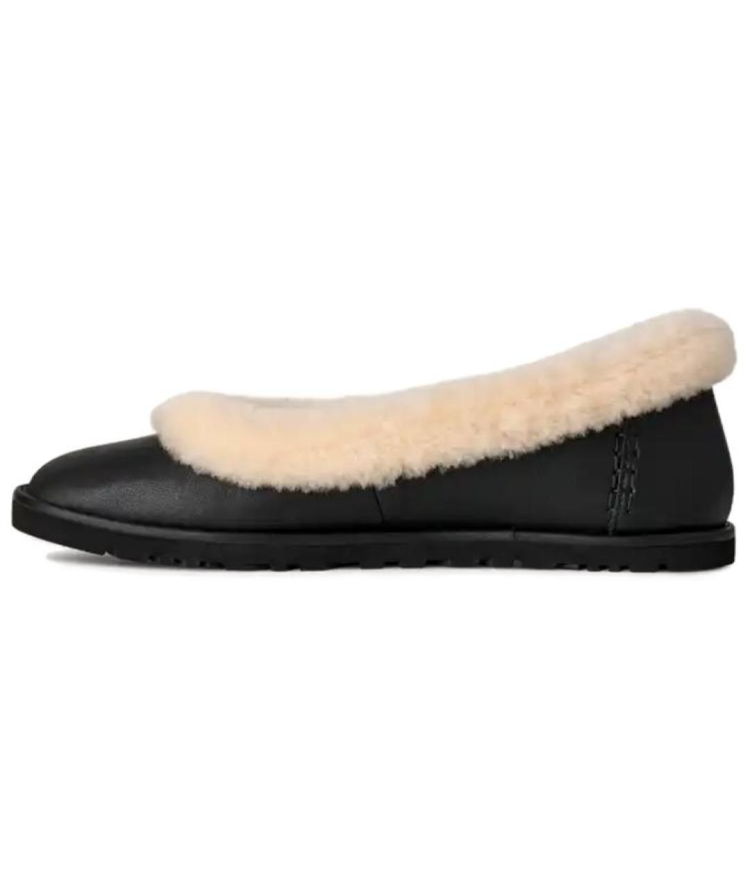UGG AUSTRALIA Черные кожаные балетки, фото 3